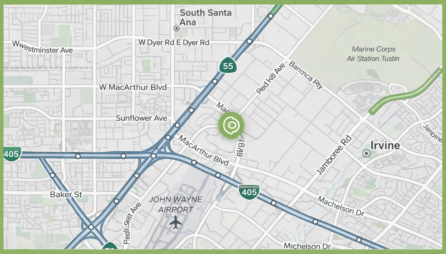 Map showing Perfect Lens location in Irvine, California